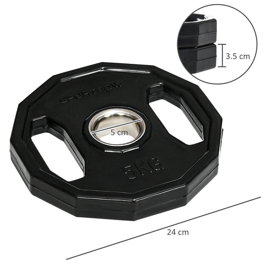 SPORTNOW Olympic Weight Plates Set, Metal and Rubber Bumper Plates Weights Discs with 2"/5cm Holes, for Home Gym Weight Lifting Strength Training, 2 x 5kg, Black