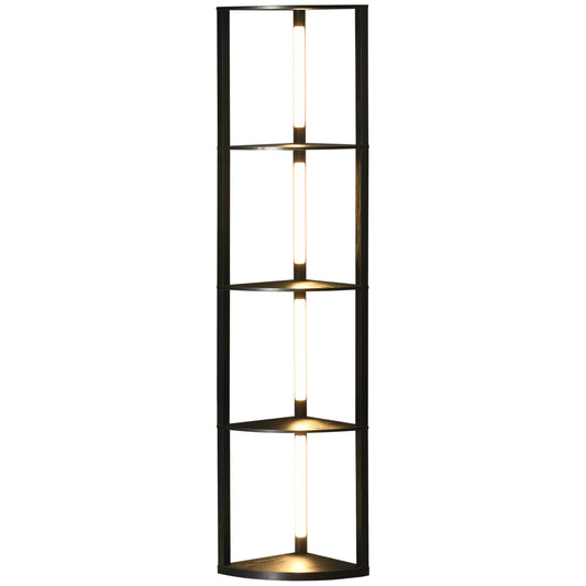 HOMCOM Corner Floor Lamp for Living Room Bedroom with Dimmable Warm White LED Light, Modern Tall Standing Lamp, Black