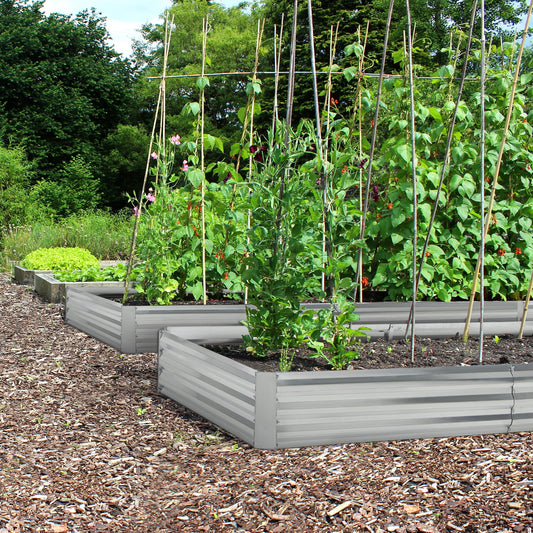 240 x 120 x 30 cm Galvanized Large Metal Raised Garden Bed-Silver