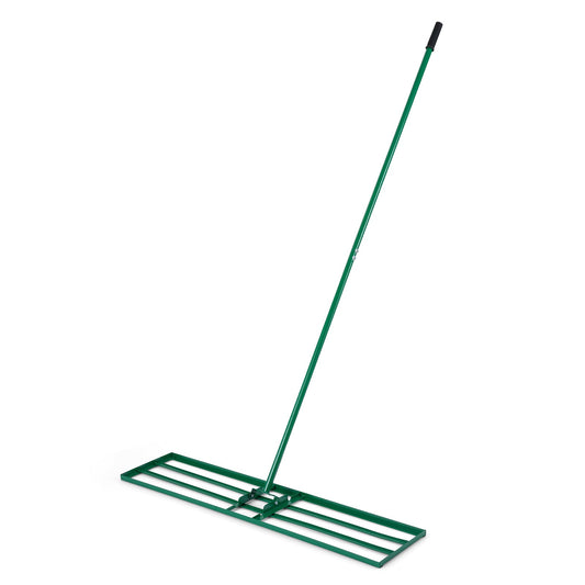 Lawn Leveling Rake with 177cm Adjustable Long Handle and Anti-Slip Grip-Silver