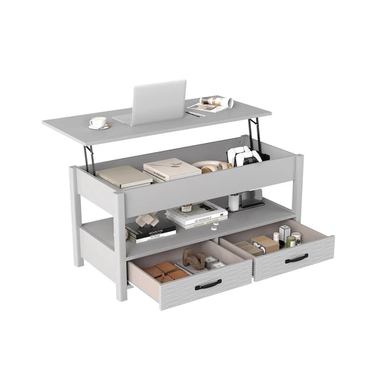 Lift Top Coffee Table Farmhouse Accent Table with Storage-Grey