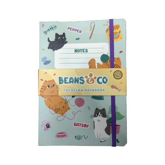 Beans & Co Cats Recycled Paper Notebook