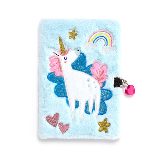 Unicorn Magic Plush Lockable Notebook with Padlock & Key