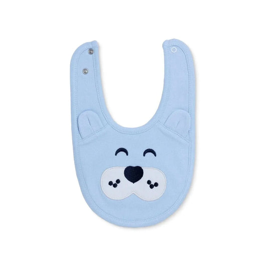 Messy Duck Embroidered Cotton Baby Bib with Ears - Blue