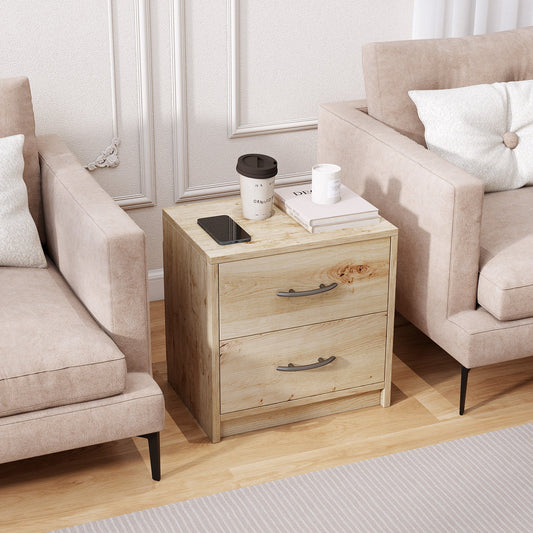 2-Drawer Nightstand with Storage for Living Room Bedroom-Oak