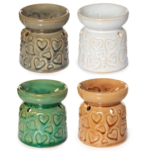 Small Ceramic Eden Oil Burner with Heart Pattern