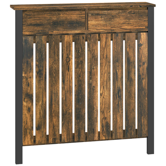 HOMCOM 93 x 88.5cm Rustic-Look Radiator Cover - Brown/Black