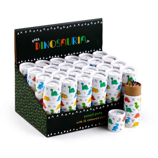 Dinosauria Jr Pencil Pot with 12 Colouring Pencils