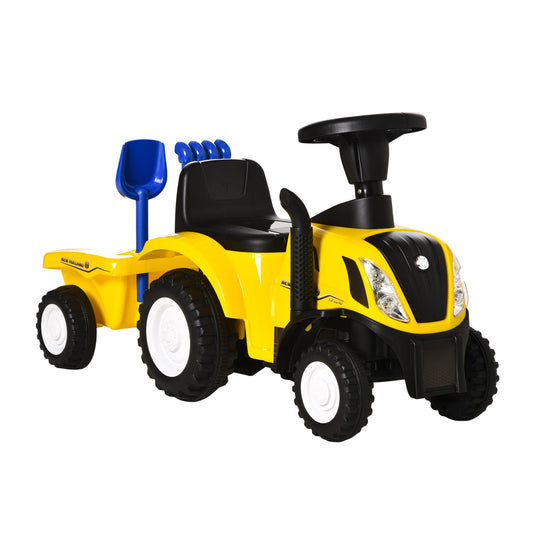 HOMCOM Ride On Tractor Toddler Walker Foot To Floor Slider w/ Horn Storage Steering Wheel for 1-3 Years Old Yellow