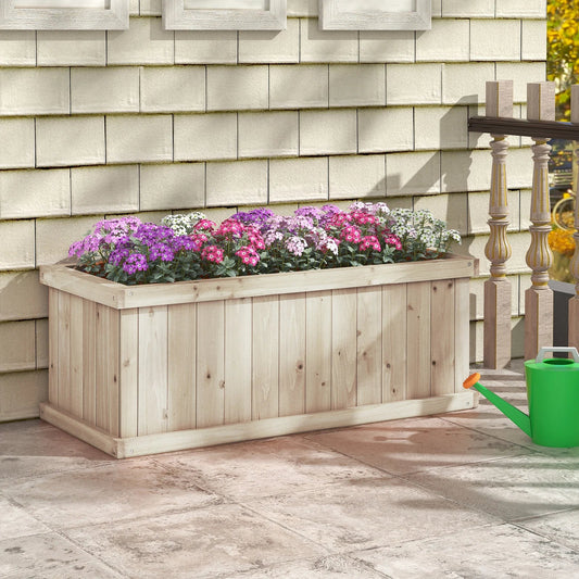 Raised Garden Bed Wooden Planter Box with Detachable Bottom-Natural