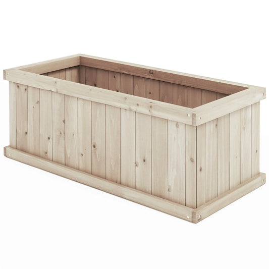 Raised Garden Bed Wooden Planter Box with Detachable Bottom-Natural