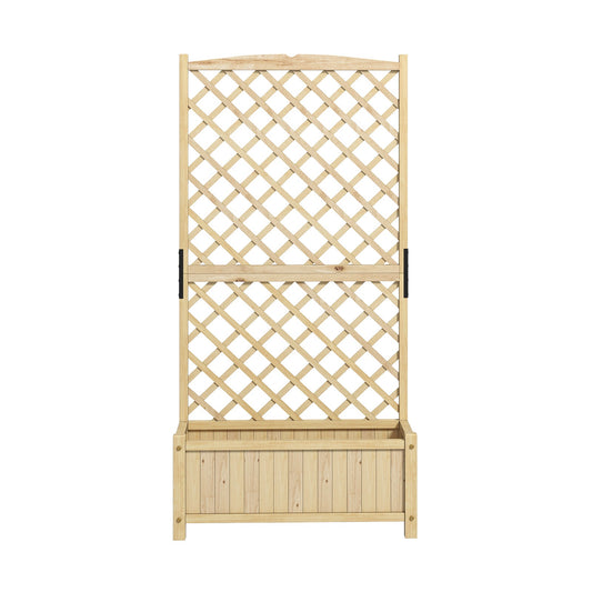 Raised Garden Bed with Diamond Shaped Trellis-Natural