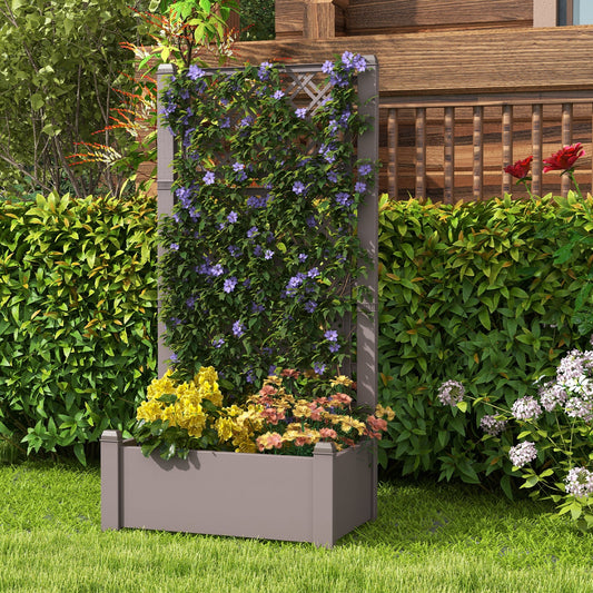 Self-Watering Standing Planter Box Lattice Panels for Vine Climbing Fruits Vegetables-Brown