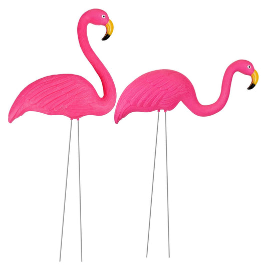 Pink Flamingo Free Standing Plastic Garden Ornament Pack Of 2 AS-28243