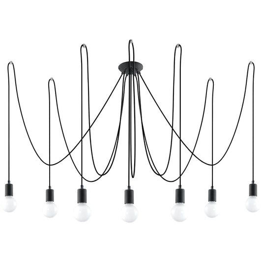 Edison Fabric & Steel Black 7 Light Classic Chandelier
