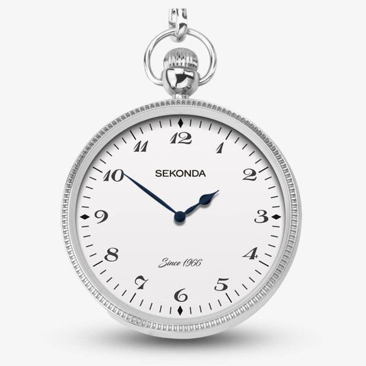 Sekonda Classic Silver & Brass Chain Pocket Watch 1792