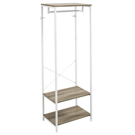 HOMCOM Coat Rack, 2-in-1 Clothes Stand with Shoe Storage for Hallway, Black