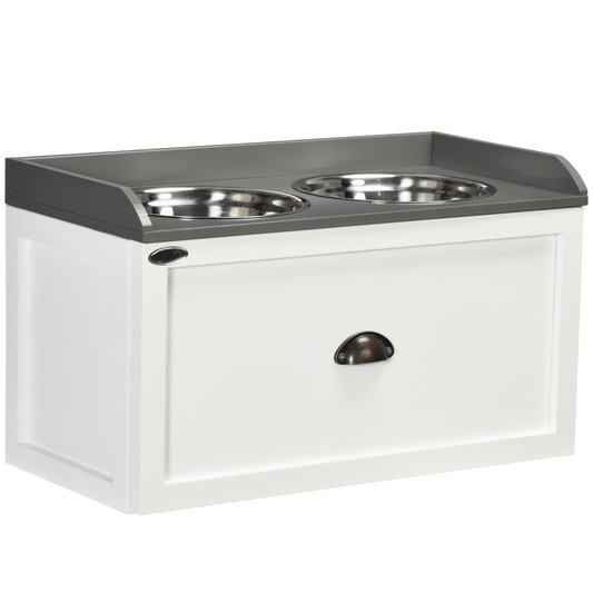 PawHut Stainless Steel Raised Dog Bowl w/ 21L Storage Drawer, for Large Dogs