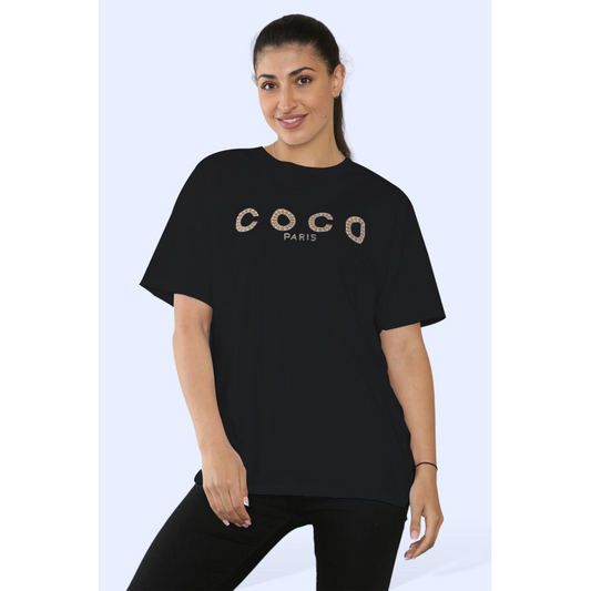 Ladies Coco Paris  Printed Short Sleeve T-Shirt Top