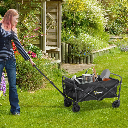Outsunny 62L Festival Trolley, 120kg Heavy Duty Folding Trolley Cart, Black
