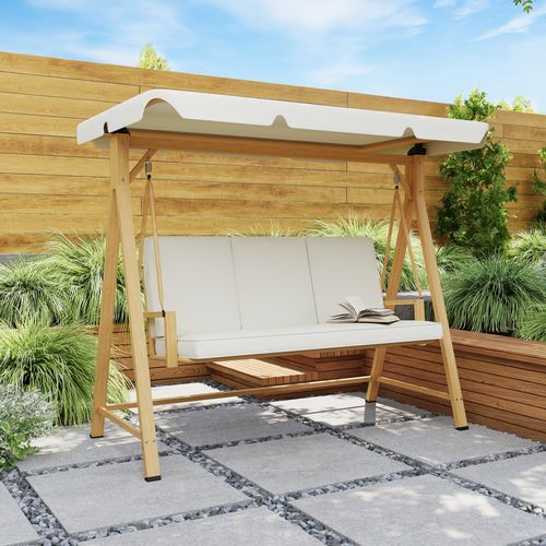 Outsunny 3 Seater Garden Swing Seat with Adjustable Canopy and Cushion