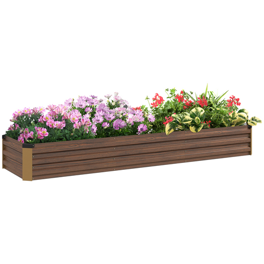 Outsunny Galvanised Raised Bed for Garden, Outdoor Elevated Planter Box