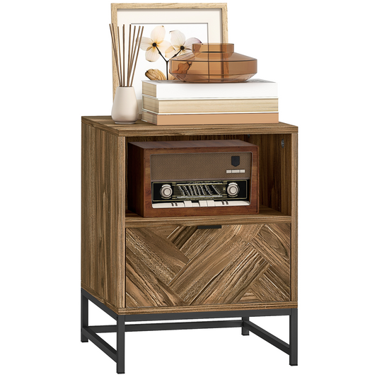 HOMCOM Bedside Table, Sofa Side Table with Drawer for Bedroom