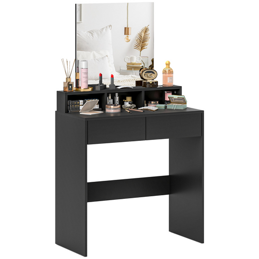 HOMCOM Dressing Table with Mirror, Drawers, for Bedroom, Black
