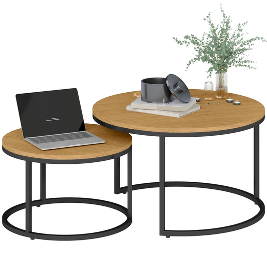 HOMCOM Stacking Coffee Table Set with Steel Frame