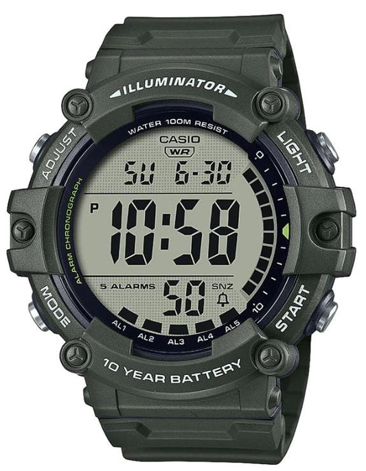 Casio Men's Digital Dark Karki Resin Strap Watch - AE-1500WHX-3AVDF