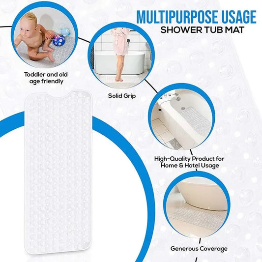 40*100cm PVC Anti-skid Bath Mat Shower Mat Non-slip Mat Bathtub Bath Mat with Suction Cup Bathroom Accessories