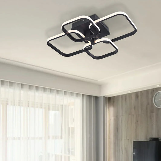 KOMORE Contemporary LED Energy-efficient Semi Flush Ceiling Light,  White / Stepless Dimming