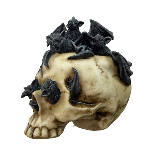 Skull with Bats Crawling Inside