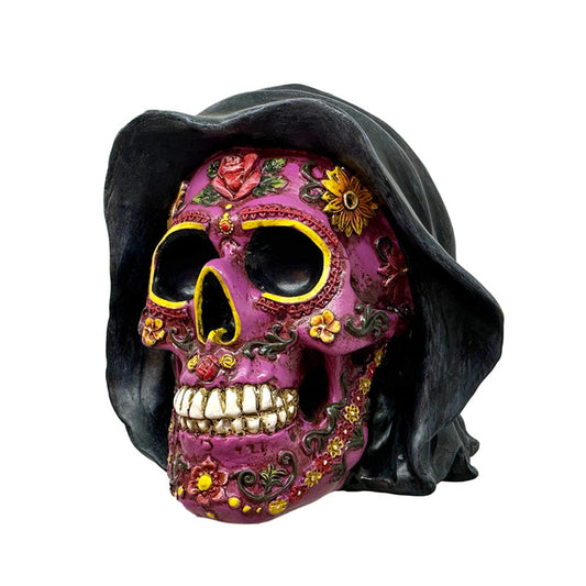Day of the Dead Purple Skull with Hood
