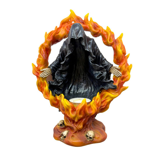 The Reaper of Death Ring of Fire Tea Light Candle Holder