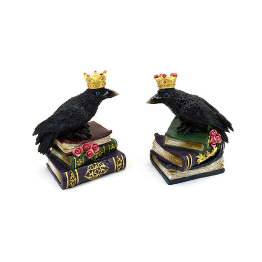 Crow wearing Crown Standing on Books Ornament