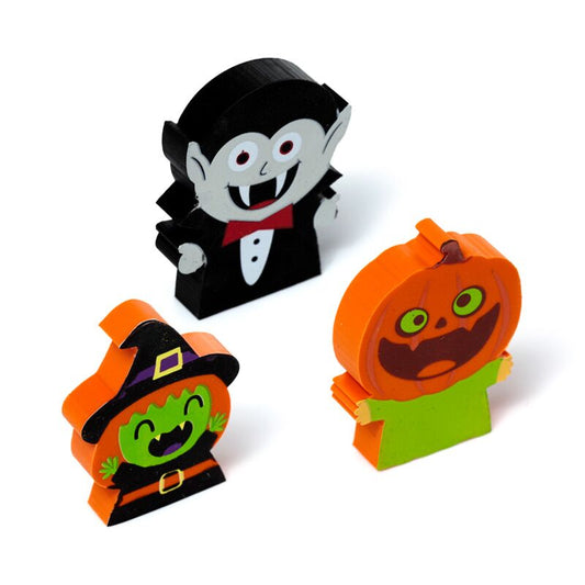 Witch, Vampire & Pumpkin 3 Piece Shaped Eraser Set