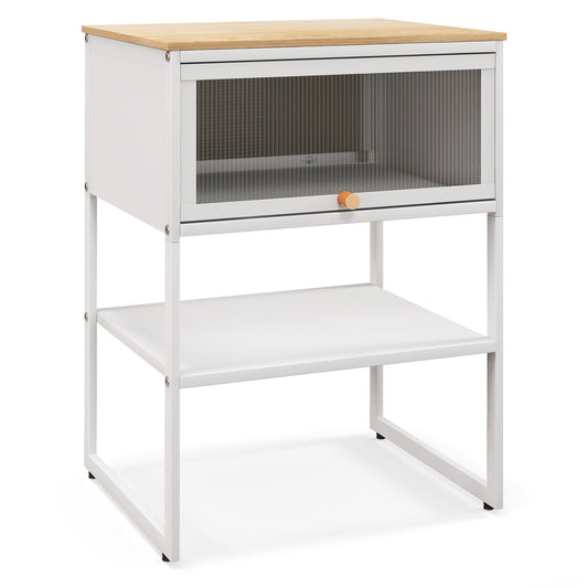 3-Tier Side Table with Storage Shelf for Living Room and Bedroom-White