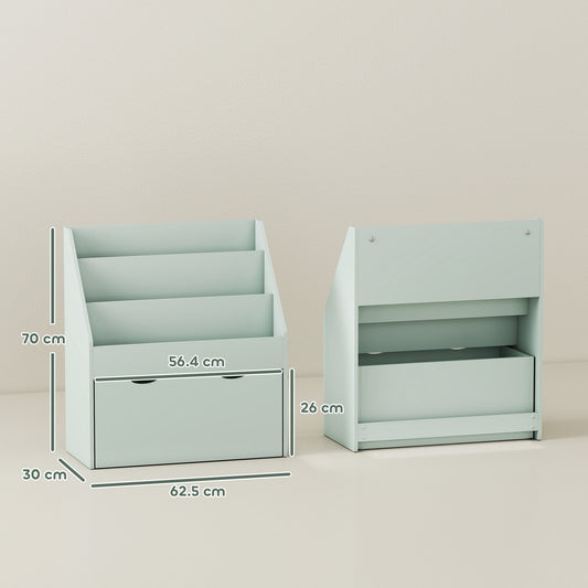 AIYAPLAY Bookcase for Kids with Shelves, Drawer, Bookcase for Bedroom, Playroom, Green