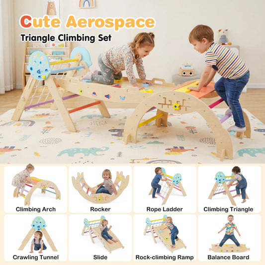 Foldable Climbing Toys with Arch and Climber for Toddlers-Blue