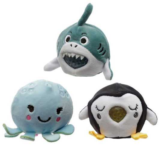 Queasy Squeezies Adoramals Sealife Octopus, Shark, Penguin Plush Squeezy Toy