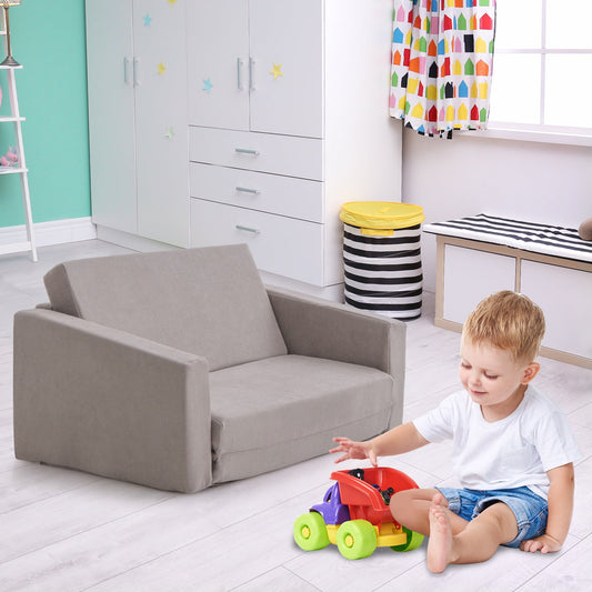 2-in-1 Toddler Fold out Couch with Washable Sofa Cover-L