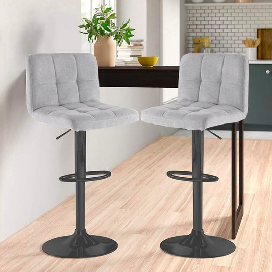Fabric Bar Stool with Matt Black Leg