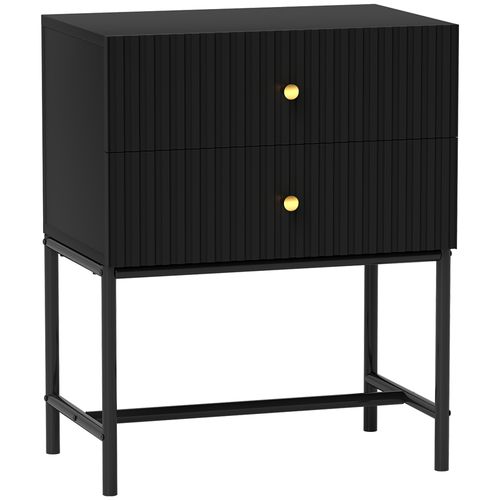 HOMCOM Modern Bedside Table with 2 Drawers for Bedroom