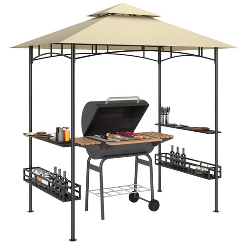 Outsunny 8' x 5' Grill Gazebo Canopy with 2 Side Shelves, Hook