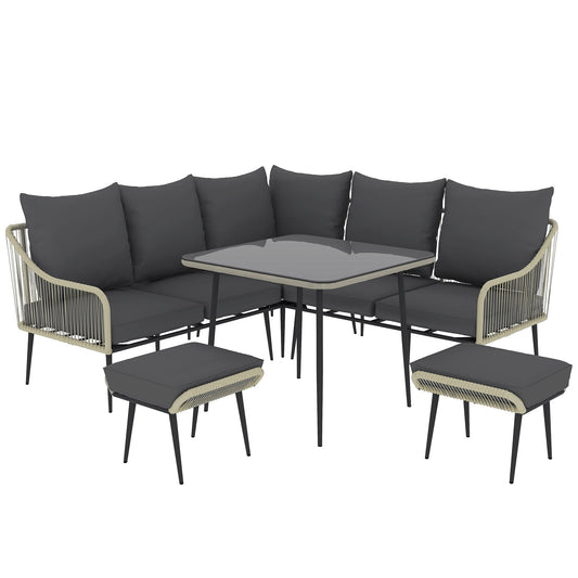 Outsunny 6 Piece Garden Furniture Set Garden Sofa with Cushions