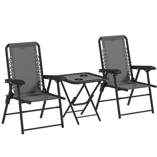Outsunny 3 Pieces Folding Garden Bistro Set with Cup Holders