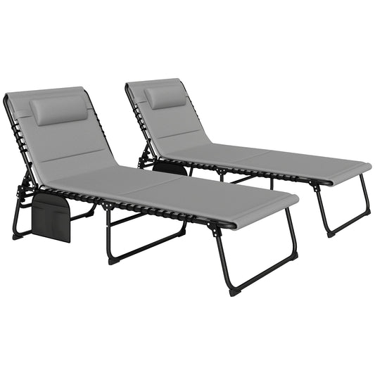 Outsunny Folding Sun Loungers Set of 2, Reclining Sun Bed