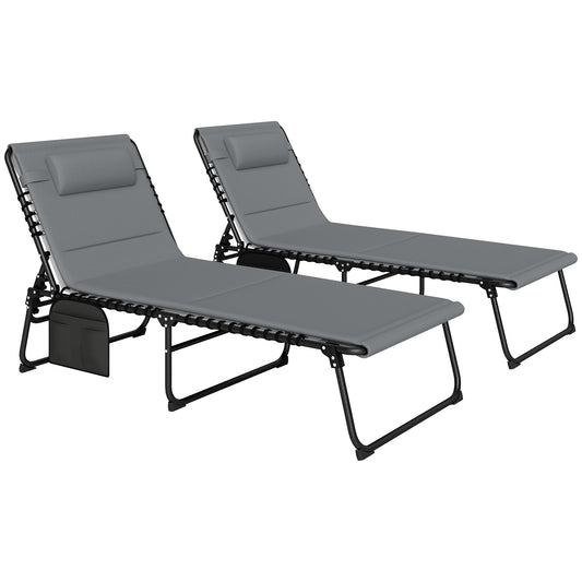 Outsunny Folding Sun Loungers Set of 2, Reclining Sun Bed