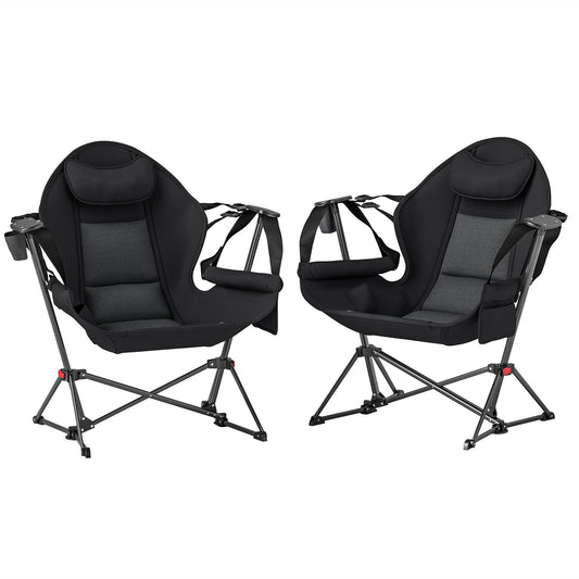 Outsunny Hammock Camping Chair Set of 2, Adjustable Back Camp Chair